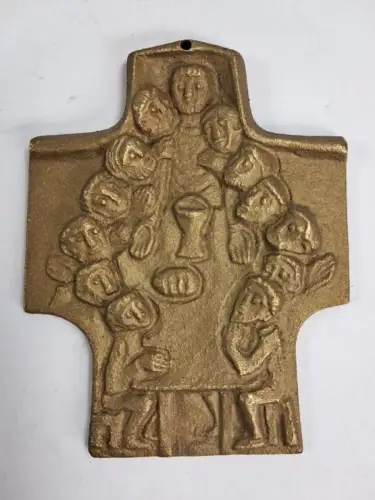 Kreuz: Hl. Erstkommunion 1998, Bronze Kreuz Kruzifix, Das letzte Abendmahl