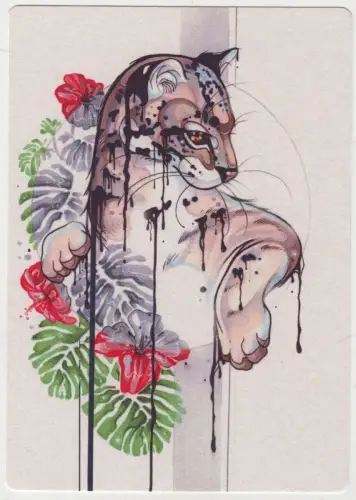 Postkarte: Postkarte Manga Art Weißer Lotus Leopard, Withy, Vanessa Mertens