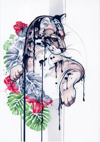 Kunstdruck: Artprint Leopard, Withy, Vanessa Mertens, wie neu!, Illustration