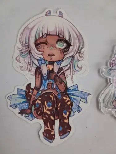 Set: Schlüsselanhänger & 2 Bilder Kawaii Manga Girl von Withy, sehr gut!