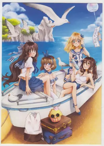 Postkarte: Postkarte Manga Anime Girls am Strand, Laura Henkes, DoKomi