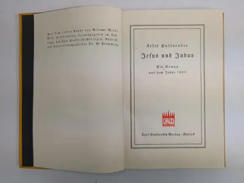 Buch: Jesus und Judas, Roman, Felix Hollaender, Hinstorff Verlag, gebraucht, gut