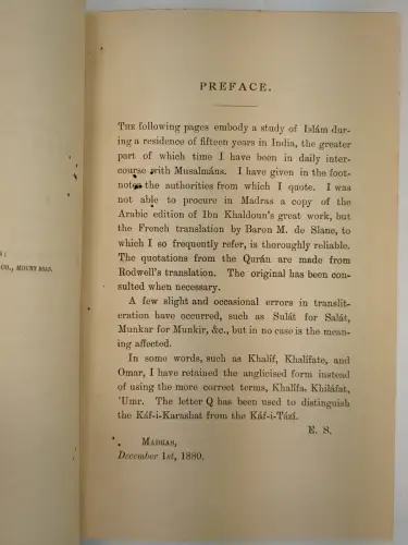 Buch: The Faith of Islam, Edward Sell, 1880, Trübner / Addison , englisch