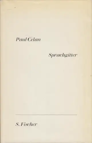 Buch: Sprachgitter, Paul Celan, 1961, S. Fischer Verlag, gebraucht, gut, Lyrik