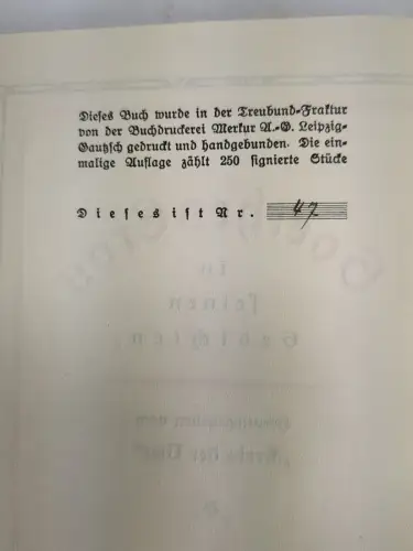 Buch: Goethes Eros in seinen Gedichten, Verlag des Kreises der Vier, Exemplar 47