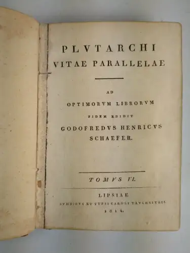 Buch: Plutarchi Vitae Parallelae, Plutarch. Tomus VI, 1814, Carl Tauchnitz