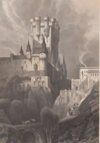 Alcazar in Segovia. aus Meyers Universum, Stahlstich. Kunstgrafik, 1850