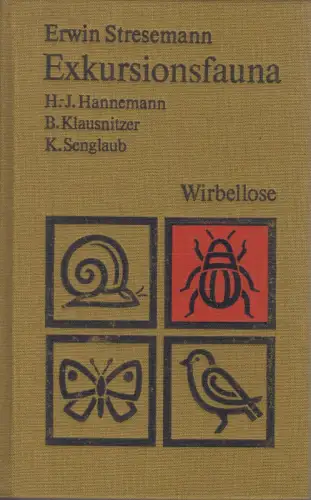 Buch: Exkursionsfauna für die Gebiete der DDR und der BRD, Stresemann. 1989