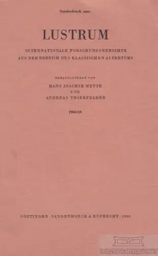 Buch: Zweiter Nachtrag zum Lucan-Bericht Lustrum 9, 11964, Rutz, Werner. 1966
