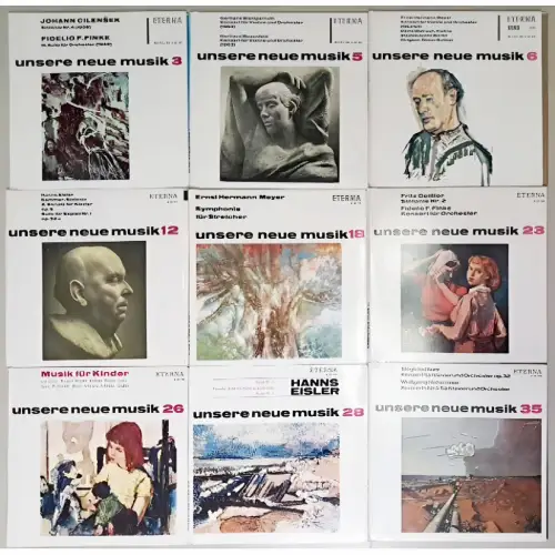 6 Schallplatten unsere neue musik Nr. 3, 5, 6, 12, 18, 23, 26, 28, 35, Eterna