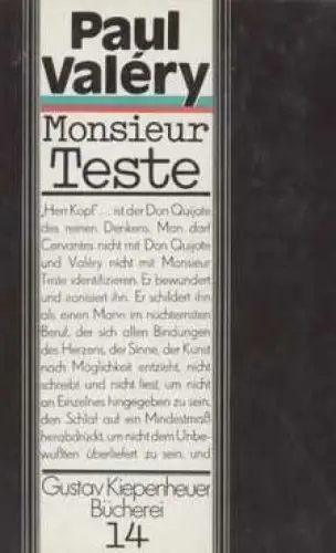 Buch: Monsieur Teste, Valery, Paul. Gustav Kiepenheuer Bücherei, 1983