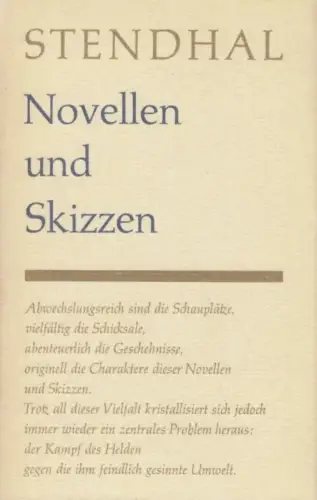 Buch: Novellen und Skizzen, Stendhal. Gesammelte Werke in Einzelbänden, 1981