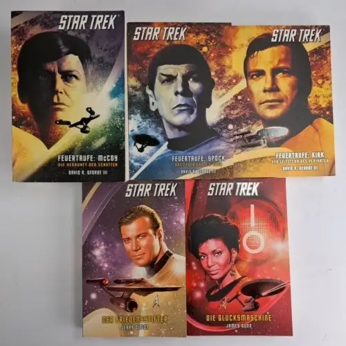 5 Bücher Star Trek The Original, Feuertaufe, Friedensstifter, Glücksmaschine