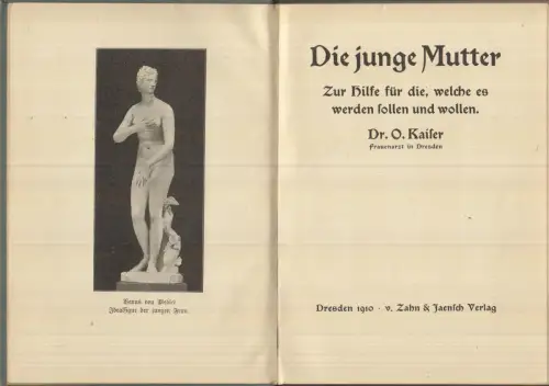 Buch: Die junge Mutter, Kaiser, O., 1910, v. Zahn & Jaensch, gebraucht, gut
