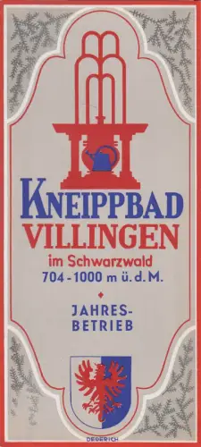 Prospekt: Kneippbad Villingen im Schwarzwald, mit Lageplan, gebraucht, gut