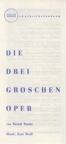 Programmheft: 3 Groschenoper. Brecht, Bertolt; Weill, Kurt, 1960, Henschelverlag