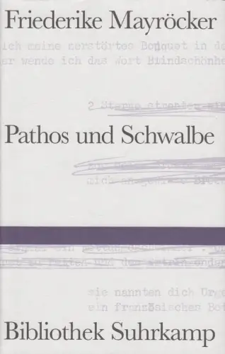 Buch: Pathos und Schwalbe, Mayröcker, Friederike, 2018, Suhrkamp, sehr gut