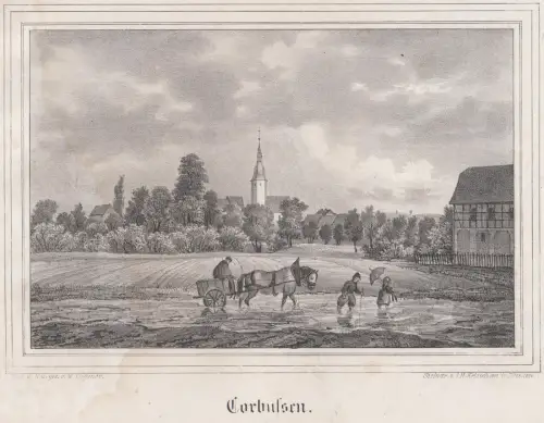 Corbussen. Original-Lithographie, J. F. W. Wegener, um 1843, Renner u. Ketzschau