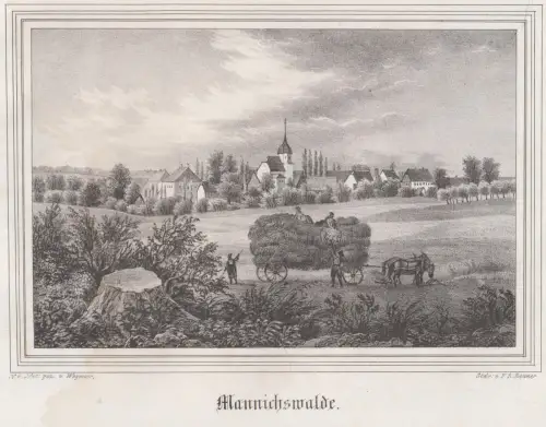 Mannichswalde. Original-Lithographie, J. F. W. Wegener, um 1843, F. A. Renner