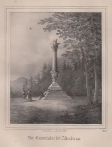 Der Candelaber bei Altenberga. Original-Lithographie. Müller, Carl, 1840, Grafik