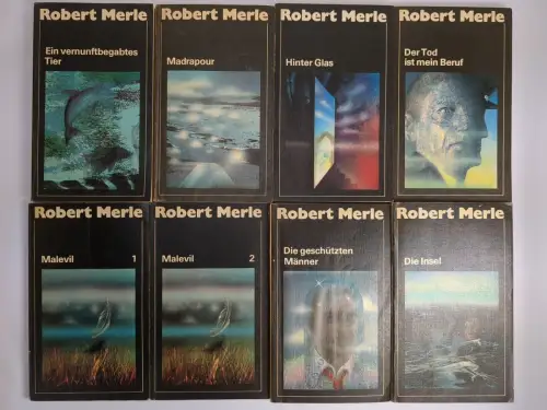 8 Bücher Robert Merle, Aufbau, Tier, Madrapour, Glas, Malevil, Männer, Insel ...