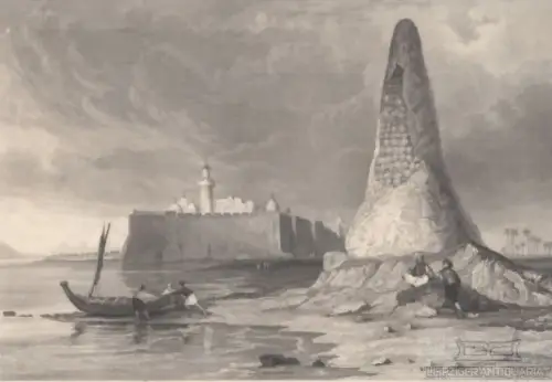 Die Schaedel-Pyramide bei Tebah in Africa. aus Meyers Universum, Stahlstich