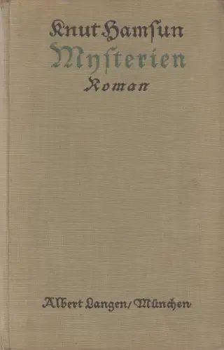 Buch: Mysterien, Roman. Hamsun, Knut, 1929, Albert Langen Verlag, gebraucht, gut