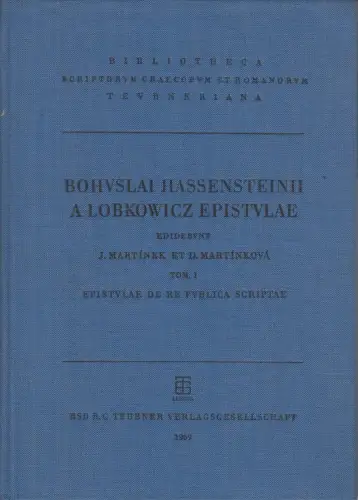 Buch: Bohuslai Hassensteinii a Lobkowicz Epistulae, Hassenstein, 1969, Teubner