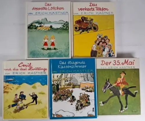 5 Kinderbücher Erich Kästner: Emil, Lottchen, Klassenzimmer, 35. Mai, Telefon
