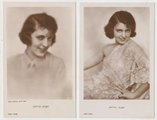 Jenny Jugo. 2 Autogrammkarten. Unsigniert! Ross Verlag, Atelier Badekow Berlin