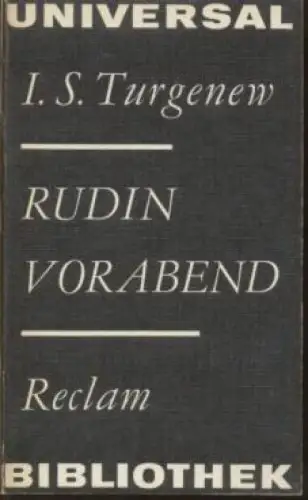 Buch: Rudin / Vorabend, Turgenew, I.S. Reclams Univeral-Bibliothek, 1979
