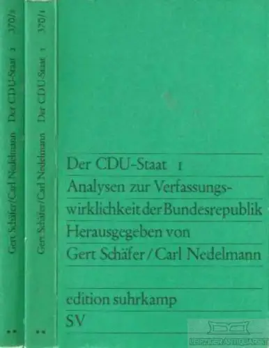 Buch: Der CDU - Staat, Schäfer, Gert und Carl Nedelmann. 2 Bände, 1969
