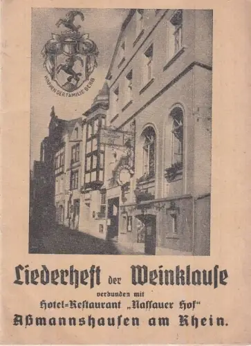 Buch: Liederheft der Weinklause verbunden mit Hotel-Restaurant Nassauer H 238291