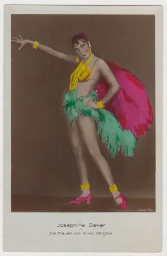Josephine Baker. Autogrammkarte koloriert. Unsigniert! Frauen von Folies Bergere