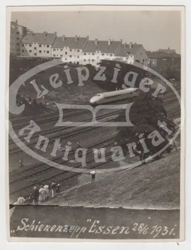 Fotografie: "Schienenzepp" Essen 28/6 1931, Schienenzeppelin, Weltrekord