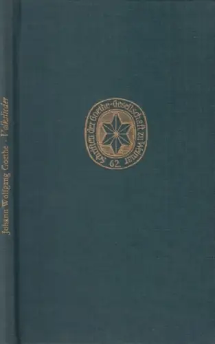 Buch: Johann Wolfgang Goethe - Volkslieder, Strobach, Hermann. 1982