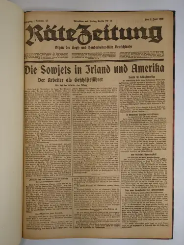 Räte-Zeitung 1. Jahrgang 1919 Nr. 17, 18, 19, 20, 21, 23, 25, 26, 29, 30, 31, 33