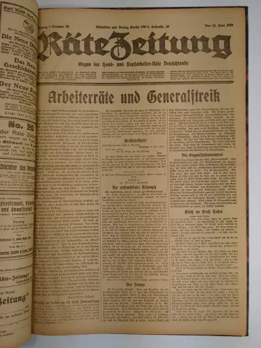 Räte-Zeitung 1. Jahrgang 1919 Nr. 17, 18, 19, 20, 21, 23, 25, 26, 29, 30, 31, 33