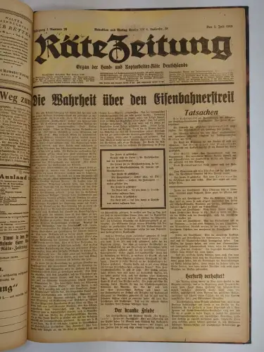 Räte-Zeitung 1. Jahrgang 1919 Nr. 17, 18, 19, 20, 21, 23, 25, 26, 29, 30, 31, 33