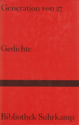 Buch: Gedichte, Generation von 27, 1984, Bibliothek Suhrkamp Band 796, sehr gut