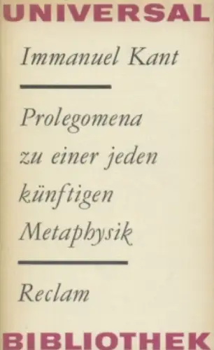 Buch: Prolegomena zu einer jeden künftigen Metaphysik, Kant, Immanuel. 1979