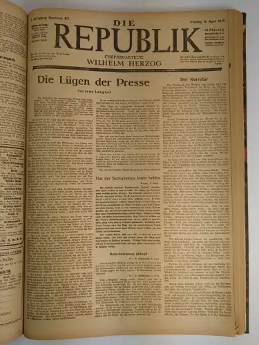 Die Republik 2. Jahrgang 1919 Januar bis Juni (unvollständig), Wilhelm Herzog