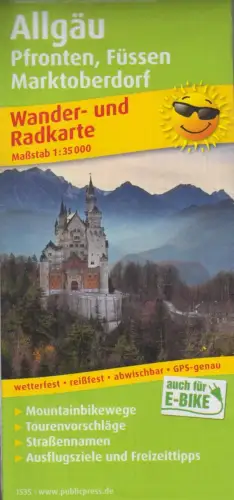 Landkarte: Allgäu - Pfronten, Füssen, Marktoberdorf: Rad- und Wanderkarte 1:5000