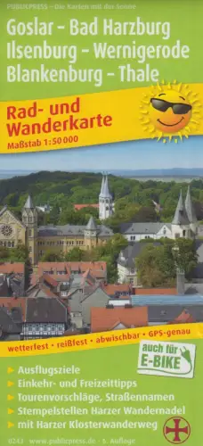Landkarte: Goslar-Bad Harzburg-Ilsenburg-Wernigerode-Blankenburg-Thale, 1:50000