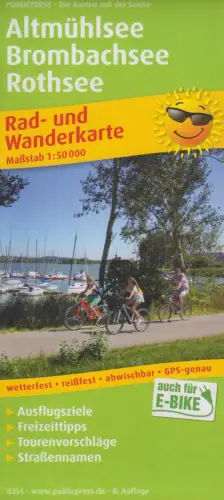 Landkarte: Altmühlsee, Brombachsee, Rothsee: Rad- und Wanderkarte 1:50000