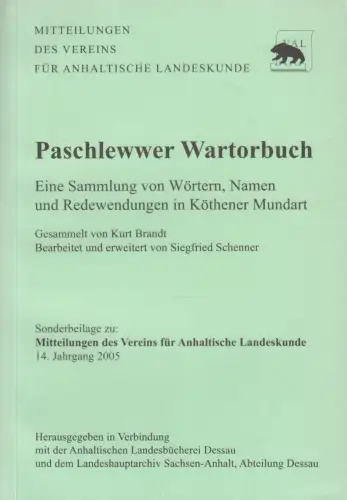 Buch: Paschlewwer Wartorbuch, Brandt, Kurt, 2005, Anhaltinische Landeskunde