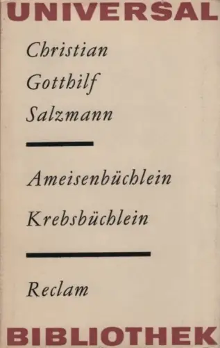 Buch: Krebsbüchlein Ameisenbüchlein, Salzmann, Christian Gotthilf. 1984