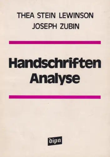 Buch: Handschriften-Analyse, Stein Lewinson, Thea, 1973, Dipa-Verlag