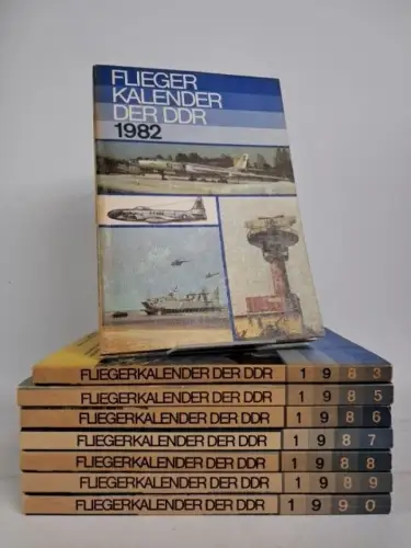 8 Hefte Fliegerkalender der DDR 1982, 1983, 1985, 1986, 1987, 1988, 1989, 1990