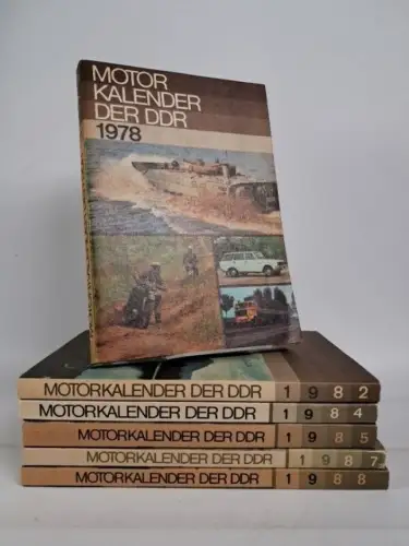 6 Hefte Motorkalender der DDR 1978, 1982, 1984, 1985, 1987, 1988, Militärverlag